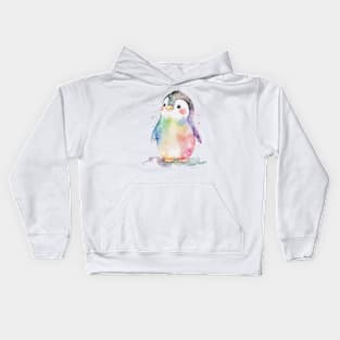 cute baby penguin watercolor Kids Hoodie